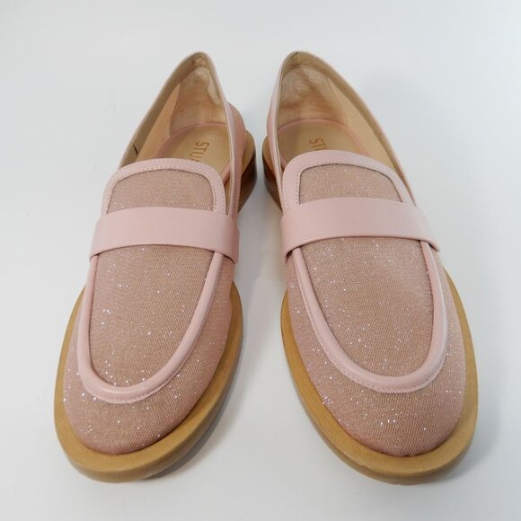 Stuart Weitzman Palmer Slip on LOAFERS Flats Size 6 Pink Shimmer Mesh NEW $475 - Picture 6 of 16